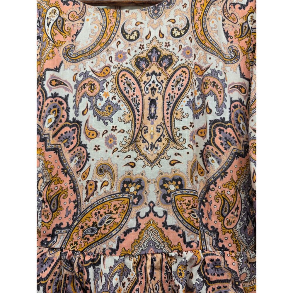 Kachel x Anthropologie Paisley Tiered Maxi Dress Medium Puff Sleeve Boho - Picture 5 of 10